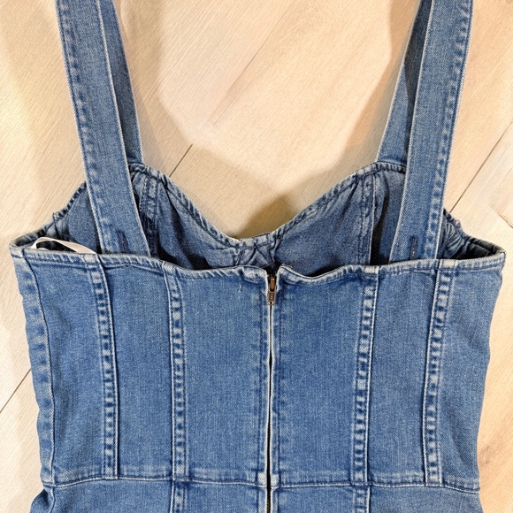 GRLFRND Gianna Denim Sweetheart Neck Bustier Midi Charmed Life Blue Dress Size S - Picture 4 of 16